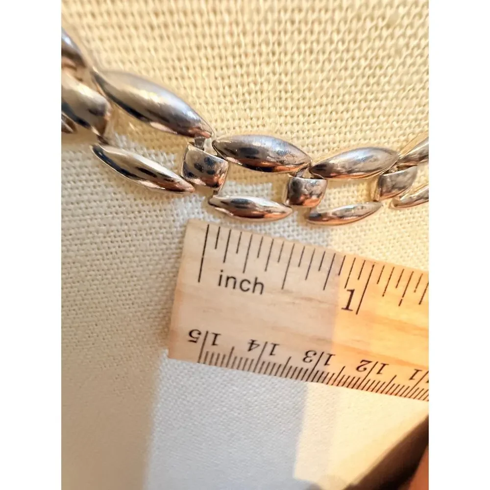 Vintage Silver Tone Leaf Link Necklace 18”